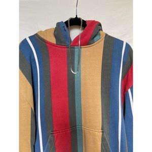 Urban outfitters Men's Blue Uo Vertical Stripe Hoodie Sweatshirt